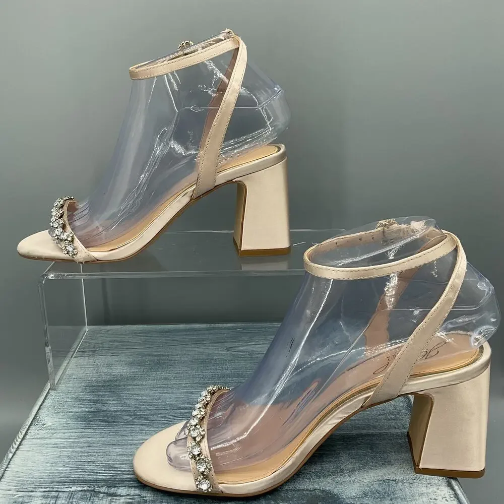 NEW Jewel by Badgley Mischka Women’s Danni Satin Sandals Beige Size 6
